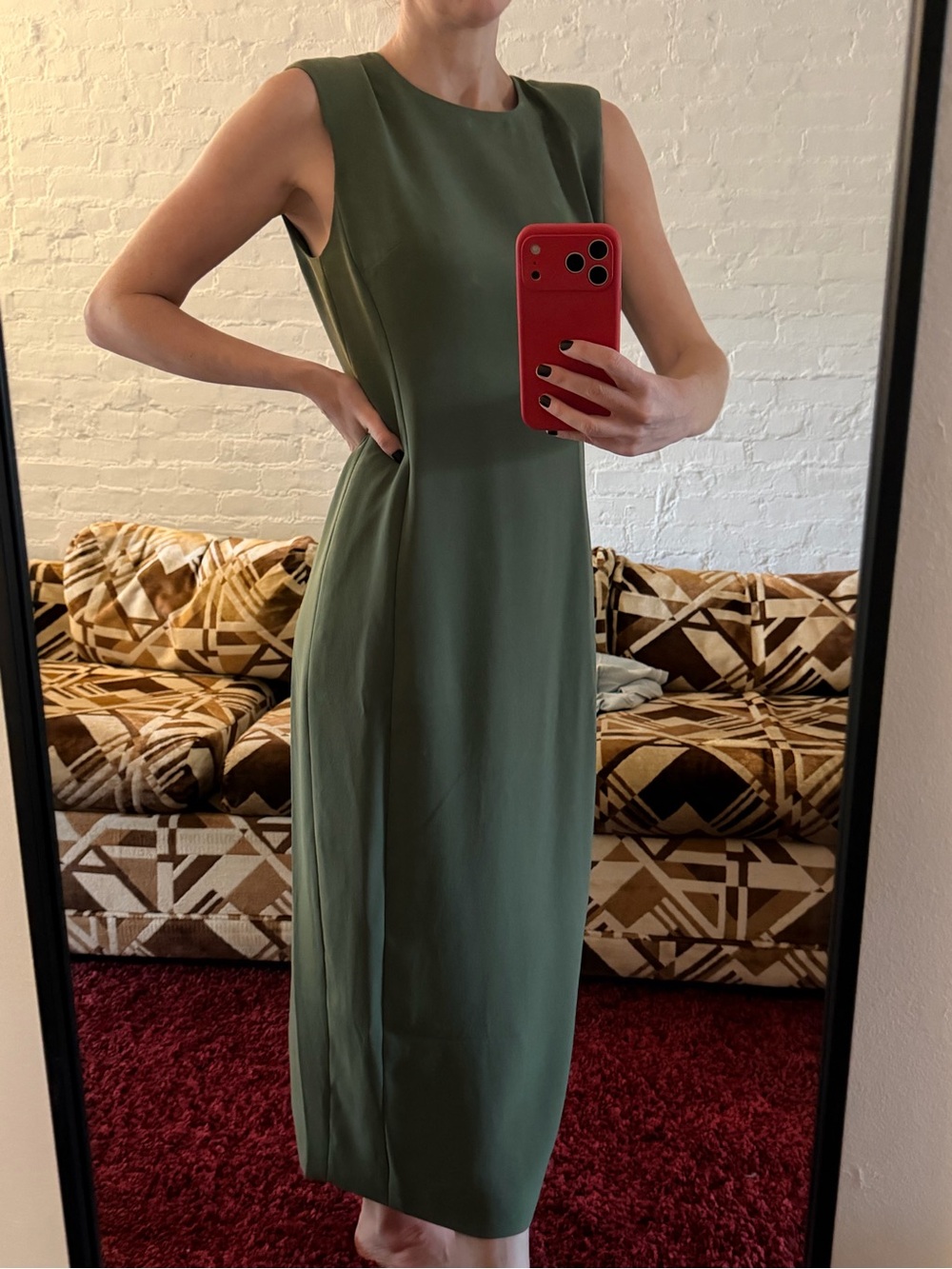 J. Crew Sleeveless Olive Green Maxi Dress with shoulder pads - Classic
